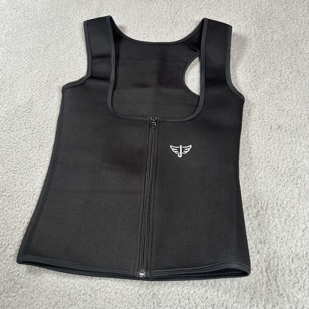 Jayefo Sauna Suit Shirt Women Small Black Neoprene One-Piece Activewear Zip Tank